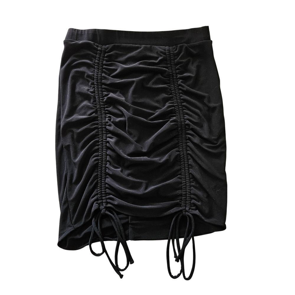 Iris Drawstring Bodycon Mini Skirt Ruched Back Elastic Waist Size Large